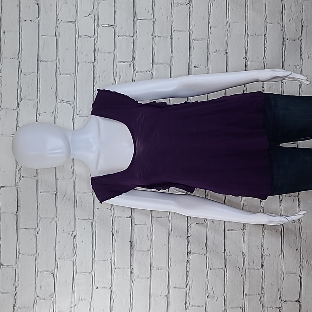 American Eagle Flowy Drapey Flutter Ruffle Sleeve Festival Blouse/Top in Purple